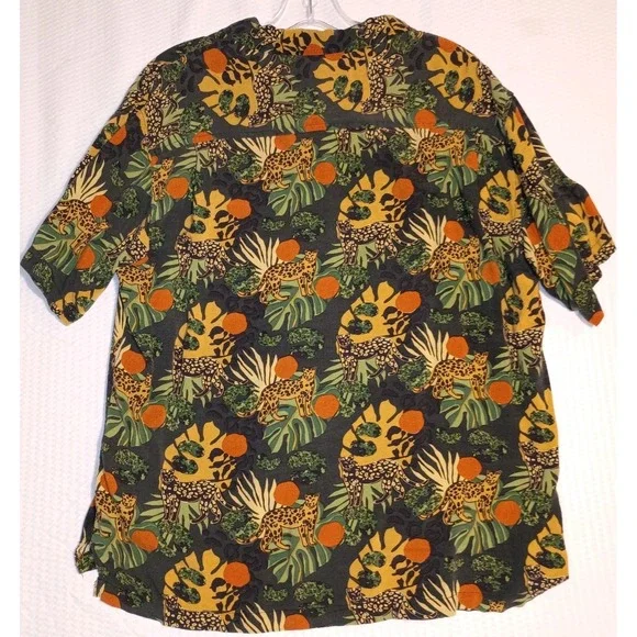 Super Massive Short Sleeve Button Up Tiger Leopard Cheetah Jungle Tropical Sz M - Picture 6 of 6